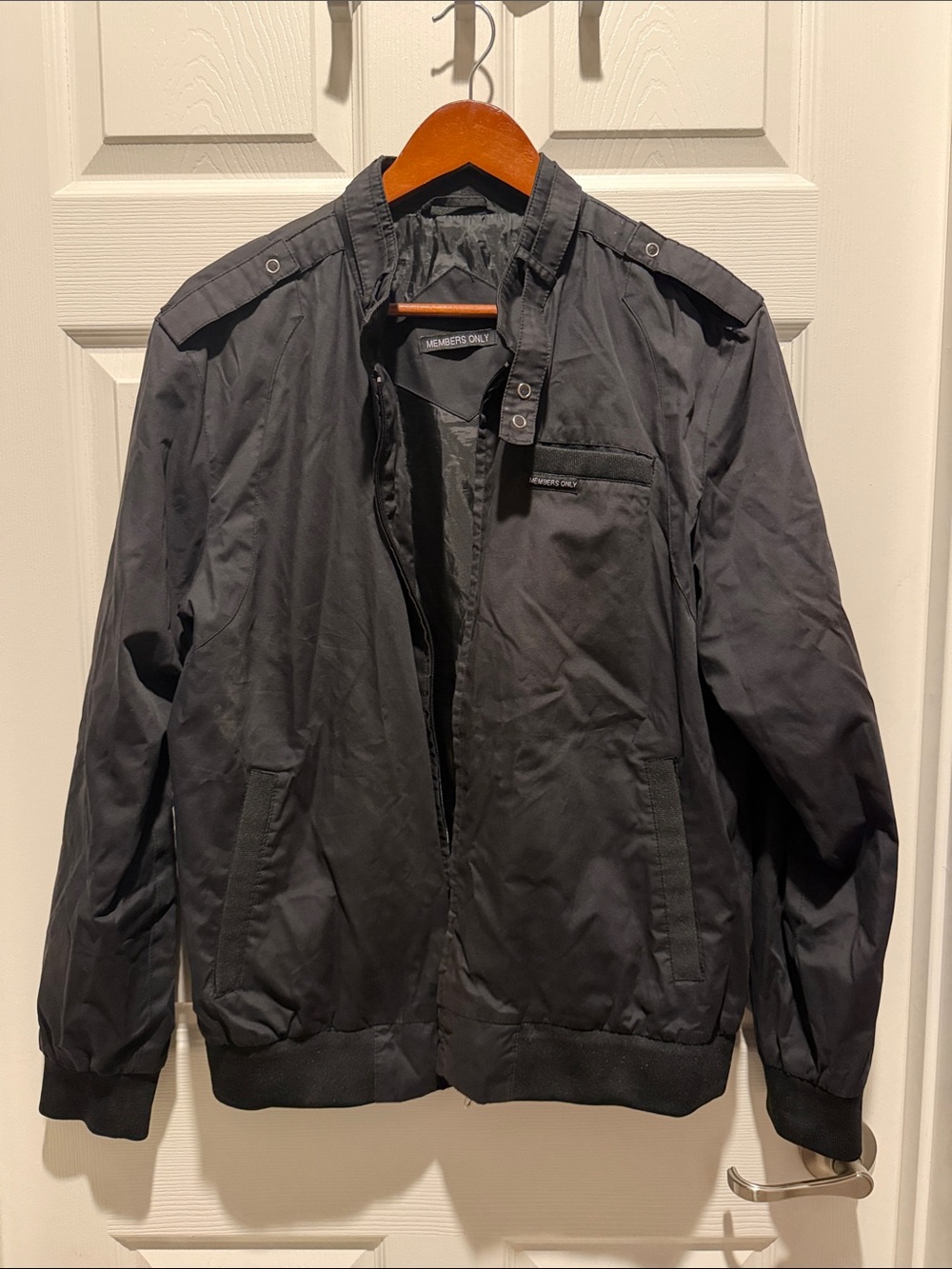Members Only Men's Dark Black Bomber Jacket